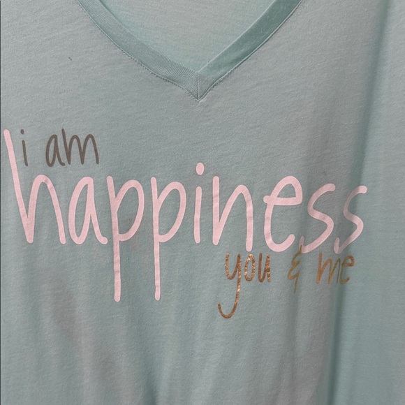 peace love world I Am Happiness you & me Tee - Light Aqua - size Medium - Picture 3 of 10